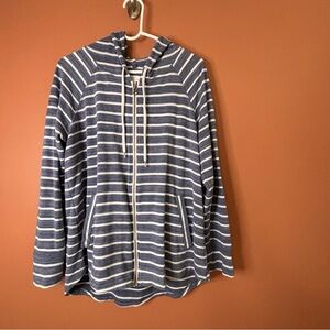 Market & Spruce Navy and Cream Striped Hoodie